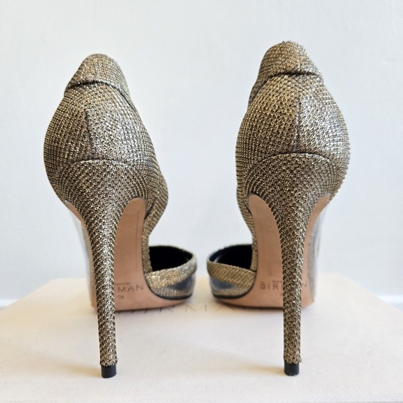 New Alexandre Birman Gold Metallic PVC Stiletto Heels NWT Size 8 US/38 EU - Picture 5 of 10